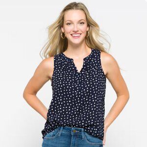 41 Hawthorn Split Neck Sleeveless Blouse in Navy Size Large